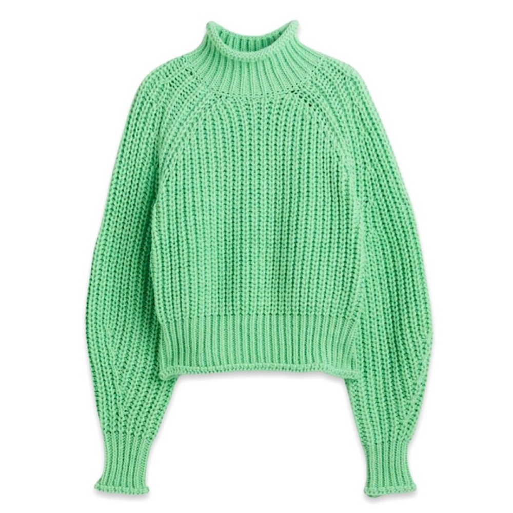 H&M Chunky Knit Green Turtleneck Sweater
